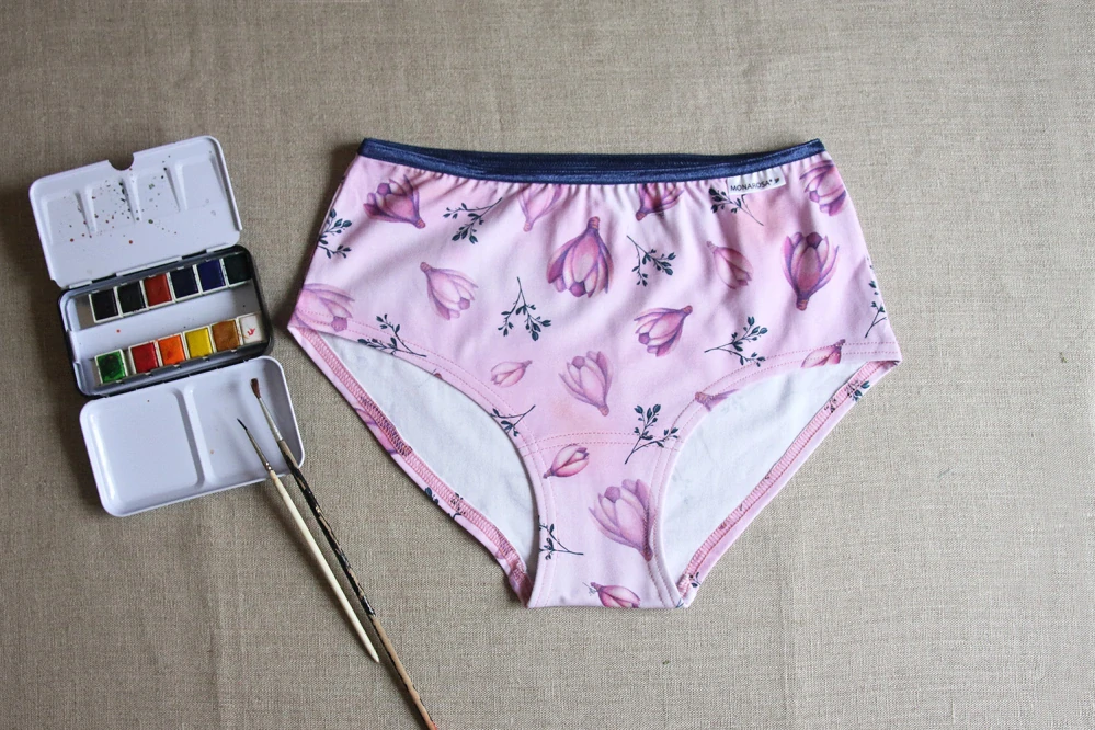 kalhotky high Purple flowers